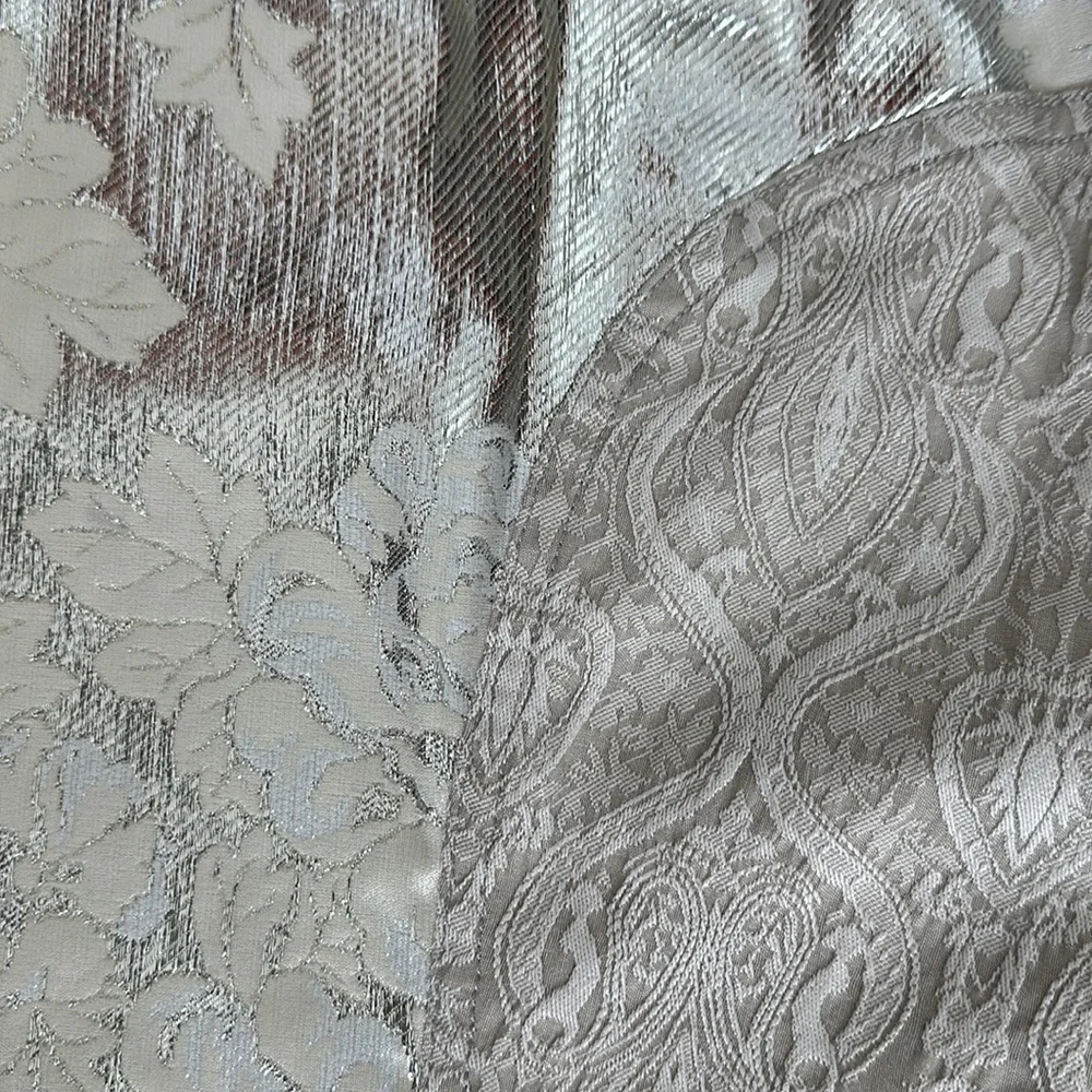 Bryan Lars Beauty Mark designer silver Lamé pants with cream and white flowers - Picture 8 of 11